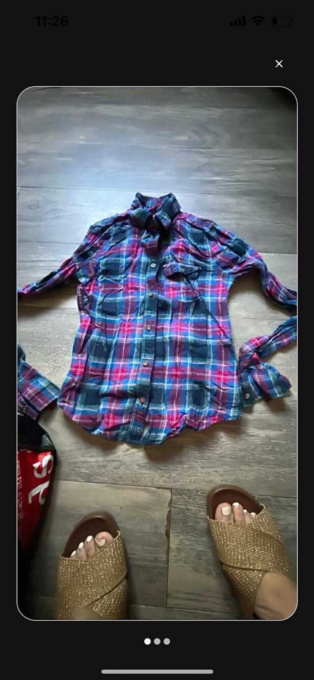 Abercrombie Kids Plaid Flannel Shirt Size M Blue Pink
